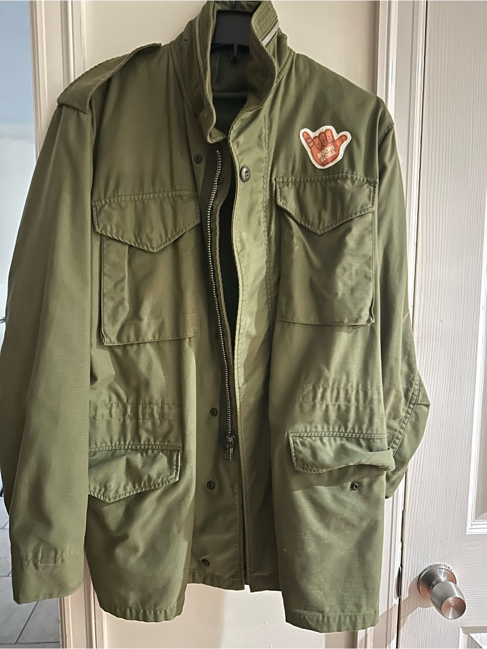 Olive Green Military-Style Men's Field Jacket